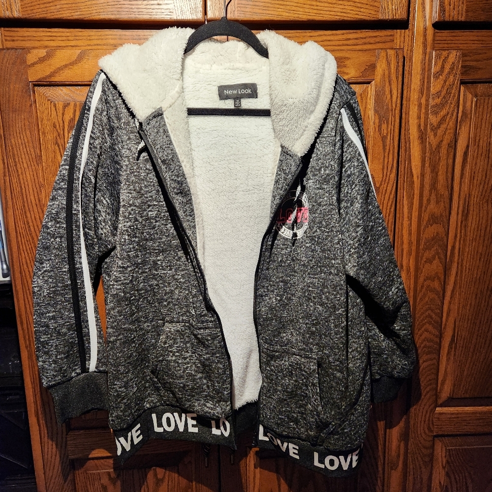 Womens zipper hoodie sherpa lined